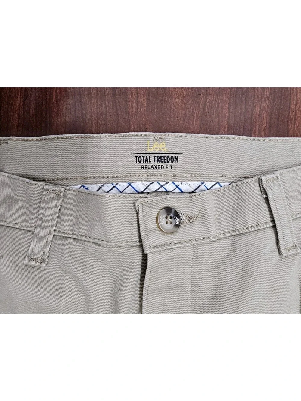 Lee Total Freedom Mens Khaki Pants 34x34 Relaxed Fit Straight Leg Comfort Beige